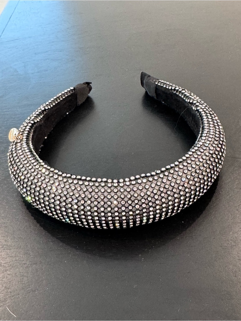 Embellished Black Crystal Padded Headband